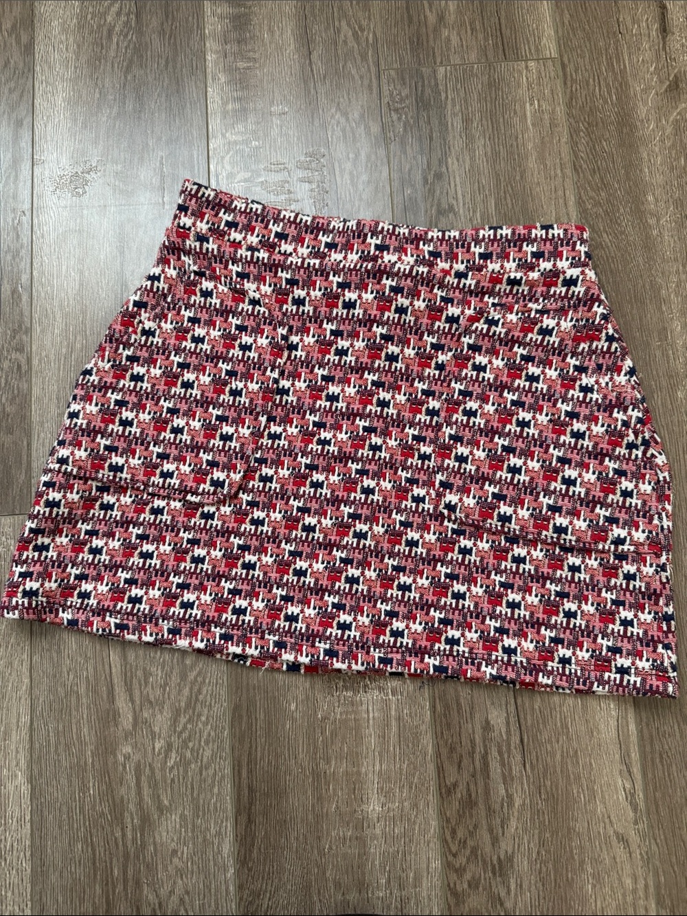 Women’s S | ZARA Red Patterned Tweed Mini Skirt